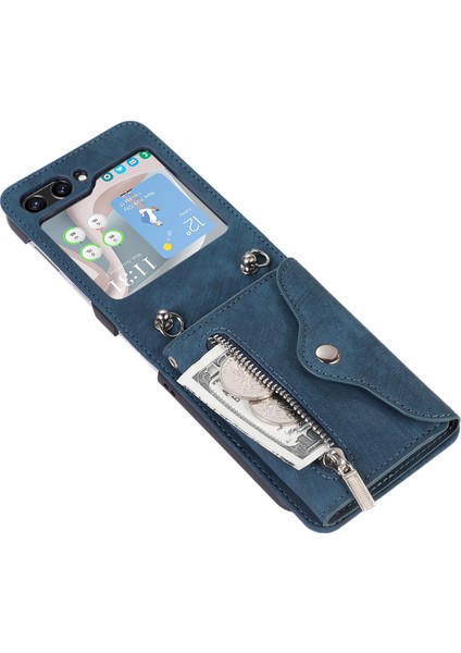Samsung Galaxy Z Flip7 5g Cep Telefonu Kılıfı Pu Deri + Tpu Rfıd Engelleme Kart Yuvaları Kapağı 2 Kayışlı (Yurt Dışından) fırsatları