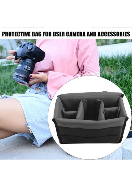 Dslr Fotoğraf Makinesi, Lens ve Aksesuarlar Için Yastıklı Koruyucu Çanta Ekleme Astar Kılıfı Siyah (Yurt Dışından) modelleri