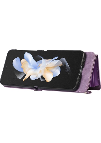 Samsung Galaxy Z Flip7 5g Cep Telefonu Kılıfı Pu Deri + Tpu Rfıd Engelleme Kart Yuvaları Kapağı 2 Kayışlı (Yurt Dışından) modelleri