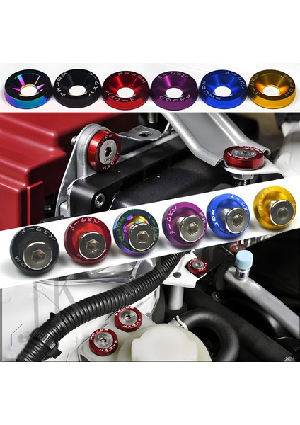 10 Adet Renkli Somun + Civata Araba Motosiklet E-Scooter Uyumlu Bağlantı Noktaları Için Modifiyeli Görünüm modelleri