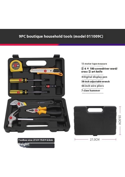 Ruide 9 Parçalı Ev Taşınabilir Alet Seti | Ev Onarım Temelleri (Yurt Dışından)