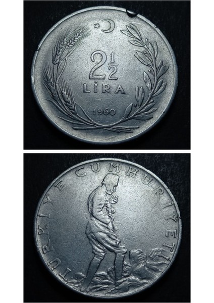 39963687AF3BB8ED12 1960 Akmonital 2½ Lira Eski Madeni Para