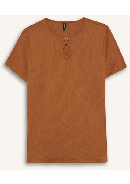 Bisiklet Yaka Basic Düz Bürümcük Kısa Kollu Tişört C0194AX25SP