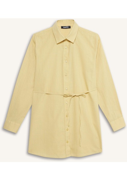 Regular Fit Poplin Bağlamalı Uzun Kollu Gömlek Tunik D4160AX25SM