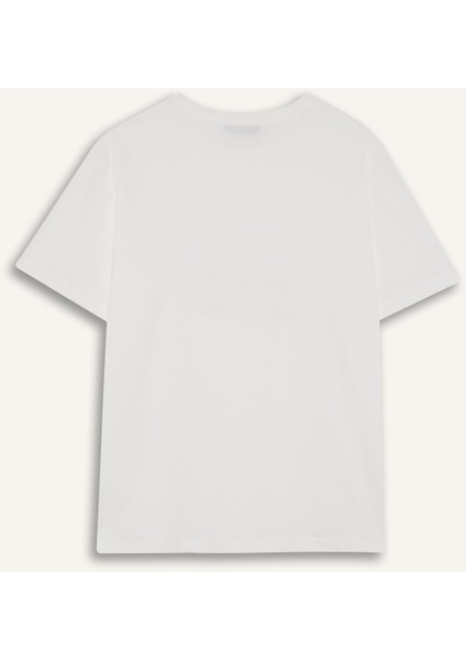 Regular Fit Bisiklet Yaka Çiçek Baskılı Kısa Kollu Tişört F9799AX25HS