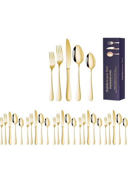 Paslanmaz Çelik Çatal Bıçak, Çatal ve Kaşık 30 Parça Biftek Bıçağı Çatal Bıçak Seti (Yurt Dışından)