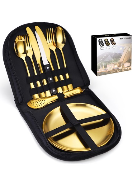 Açık Kamp Paslanmaz Çelik Taşınabilir 10 Parça Kit Çanta Seti (Yurt Dışından)