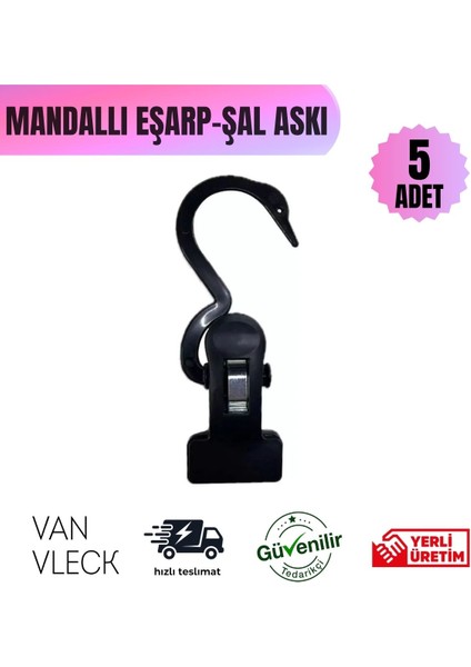 5’li Kuğu Figürlü Askı – Plastik Şal Eşarp Askısı, Mandallı Elbise Askısı, Çok Amaçlı Askılık