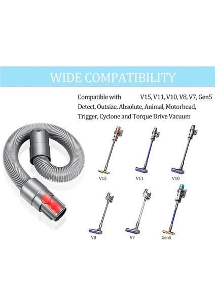 V7 V8 V10 V11 V15 Kablosuz Dikey Elektrikli Süpürge Aksesuar Ataşmanı Için Esnek Uzatma Hortumu (37 Ila 70 Inç) (Yurt Dışından) fiyatları