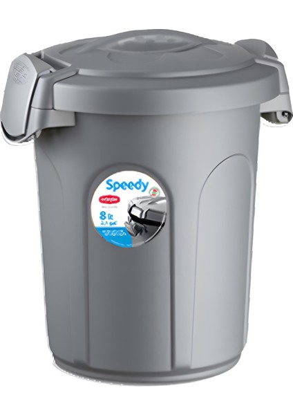 Speedy Yuvarlak Mama Saklama Kabı Gri 8lt