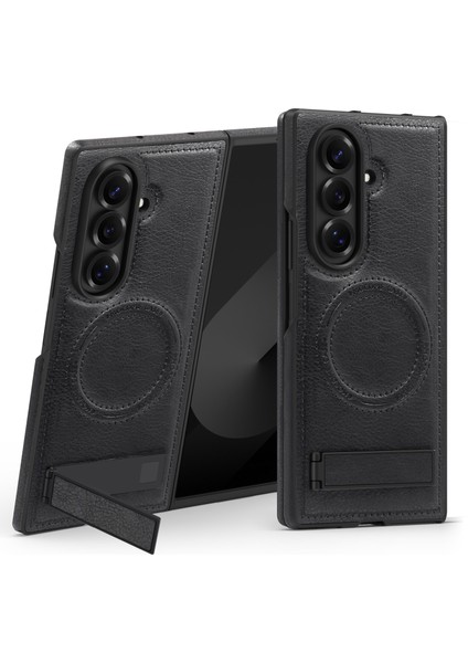 Samsung Galaxy Z Fold7 5g Kickstand Deri Telefon Arka Kılıfı Magsafe ile Uyumlu (Yurt Dışından)