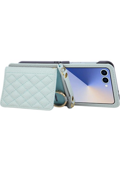 Samsung Galaxy Z Flip7 5g Kickstand Eşkenar Dörtgen Deri + Tpu Telefon Kılıfı ve Omuz Askısı (Yurt Dışından) fırsatları