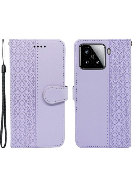 Xiaomi 15 El Kayışı ile Çizilmez Eşkenar Dörtgen Deri Telefon Kılıfı (Yurt Dışından)