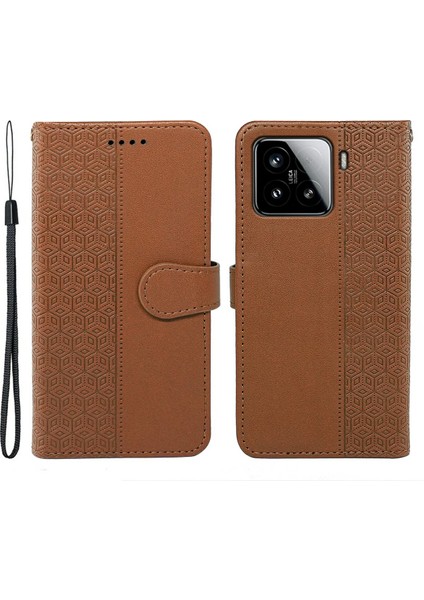 Xiaomi 15 El Kayışı ile Çizilmez Eşkenar Dörtgen Deri Telefon Kılıfı (Yurt Dışından)