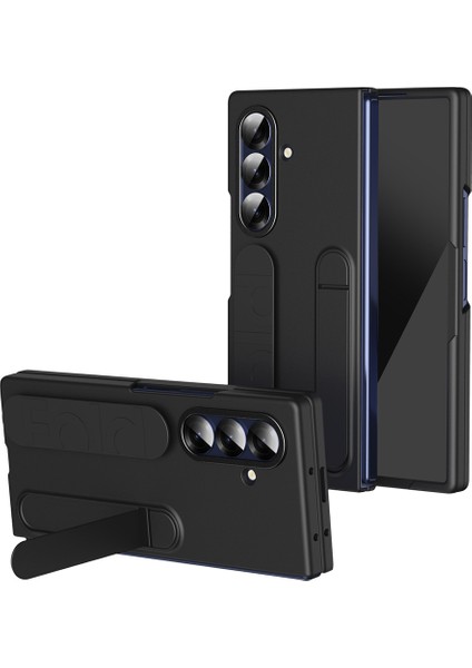 Samsung Galaxy Z Fold7 5g Kickstand Bileklik Pc + Temperli Cam Filmli Silikon Telefon Kılıfı (Yurt Dışından)