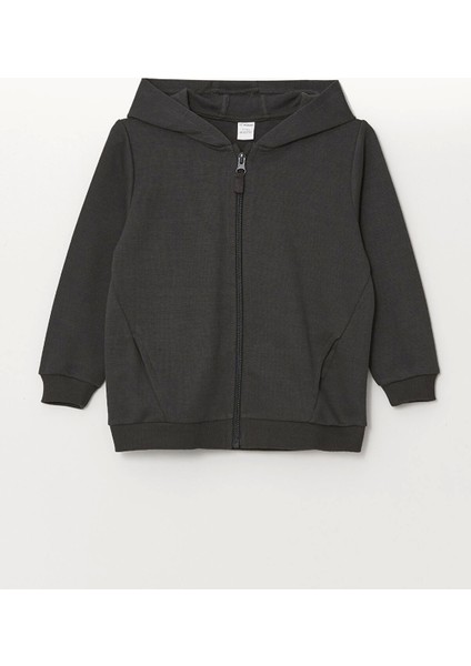 Lcw Kids Antrasit Kapüşonlu Erkek Çocuk Fermuarlı Sweatshirt