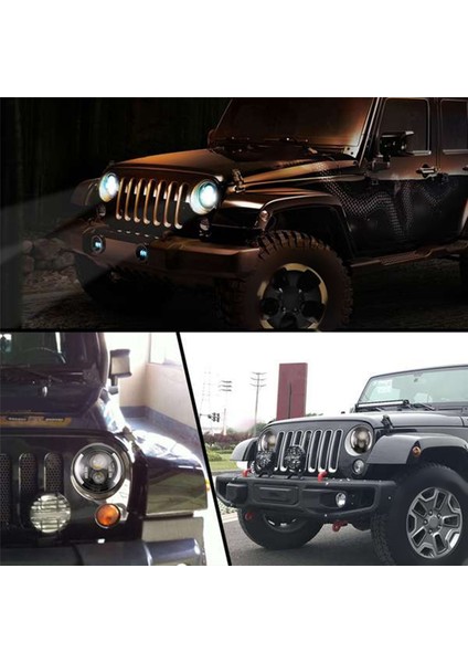 Inç LED Far Yuvarlak 200W Halo Açı Gözler Drl Koşu Lambası Jeep Wrangler Jk Lj Tj Cj 1997-2018 2 Adet (Yurt Dışından) modelleri