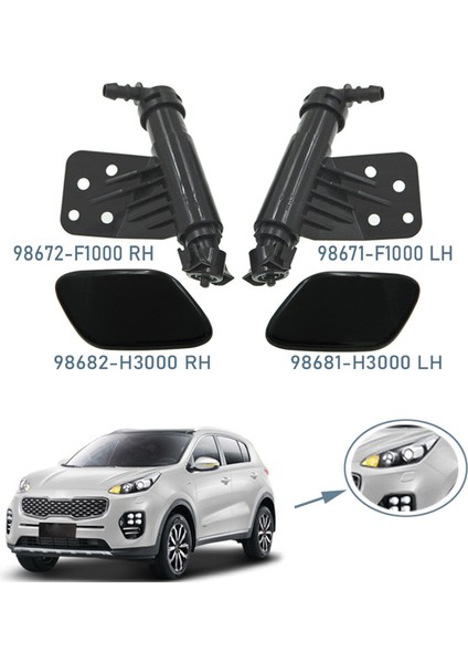 Far Yıkama Memesi Başkanı Işık Temizleme Spreyi Pompası + Kapak Kapağı Kıa Sportage Iv Için 98681H3000 98671F1000 98672F1000 (Yurt Dışından) fiyatları