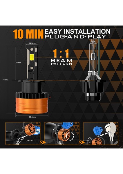 2 Adet 110W LED Yüksek Kaliteli V31 Yeni D Serisi Araba LED Far Ampulü 10000LM 6500K D4/D4S (Yurt Dışından) fırsatları