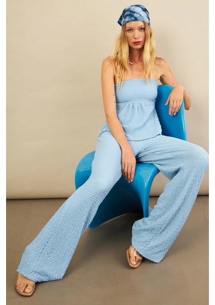 Kadın Mavi Bubble Alt Üst Takım FLU337