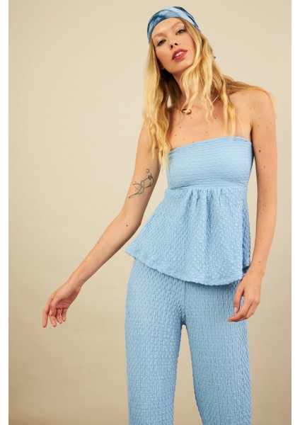 Kadın Mavi Bubble Alt Üst Takım FLU337 indirimleri