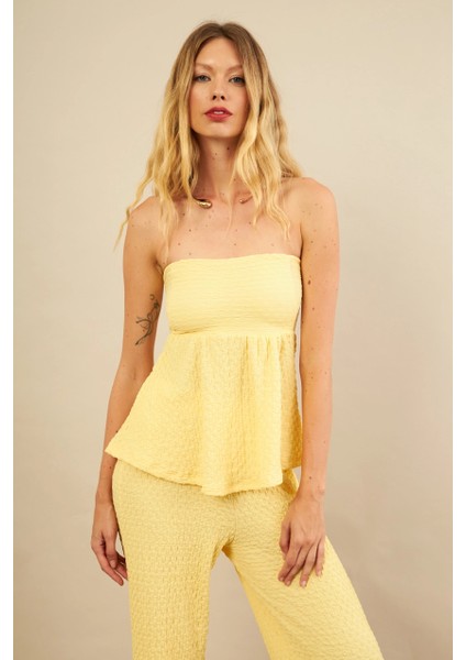 Kadın Sarı Bubble Alt Üst Takım FLU337 indirimleri