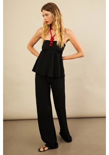Kadın Siyah Bubble Alt Üst Takım FLU337