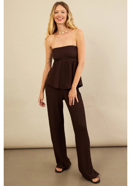 Kadın Kahverengi Bubble Alt Üst Takım FLU337