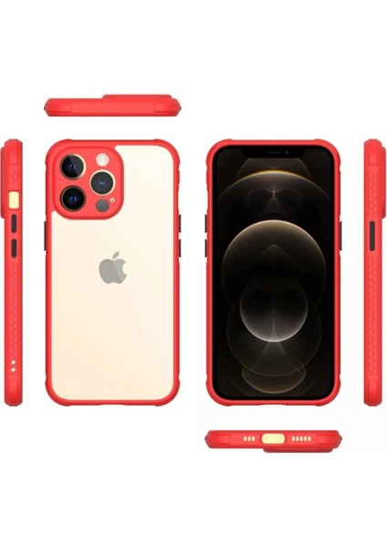 iPhone 13 Pro Kılıf Miami Şeffaf Silikon - Kırmızı fiyatları