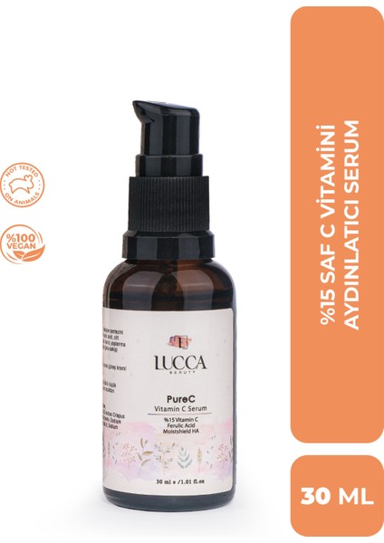 Purec %15 Saf C Vitamini Serum 30 ml - Ferulik Asit, Hyaluronik Asit Içeren Cilt Serumu