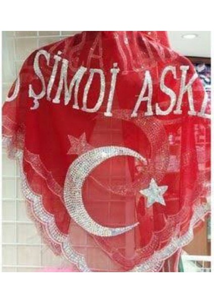 11- Kırmızı Pullu Ay Yıldız Baskılı O Şimdi Asker Örtüsü