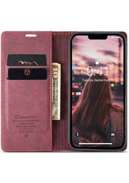 Iphone 14 Için Flip Case Artı Durumda Kart Yuvası Kickstand Manyetik Kapatma Pu (Yurt Dışından) indirimleri