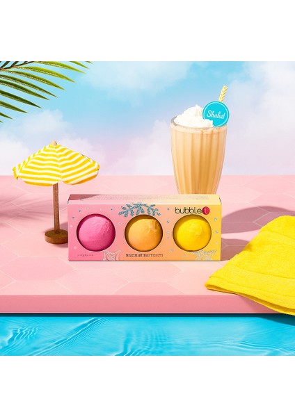 Milkshake Kokulu 3’lü Banyo Bombası Seti (3X100 G) – Köpüklü & Renkli