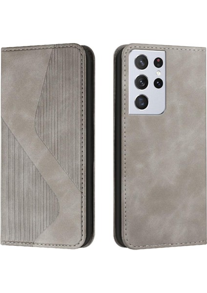 Samsung Galaxy S21 Ultra Kart Yuvaları Tutucu Manyetik Folio Kapak Pu (Yurt Dışından)