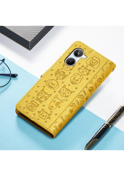 Realme 10 Flip Kapak Kılıf Için Kılıf Kısa Kayış Karikatür Hayvanlar (Yurt Dışından) indirimleri