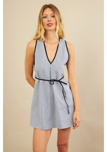 Kadın İndigo Mini Keten Elbise MSİ103 modelleri