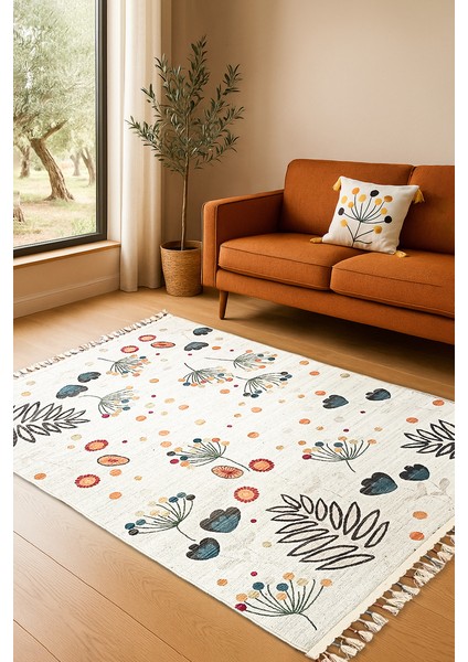 Lavin Yıkanabilir Punch Kırlent ile Uyumlu Salon Mutfak Balkon Dokuma Tabanlı Kilim