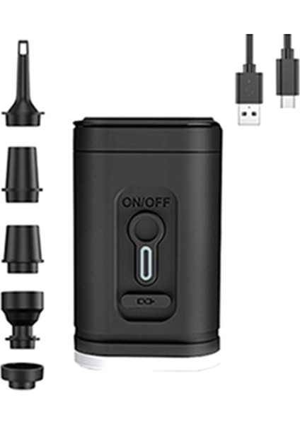 Işıklı Elektrikli Hava Pompası Kablosuz Hava Kompresörü USB Şarjlı Şişirme/söndürme Pompaları Açık Hava Kampı Için -A (Yurt Dışından)