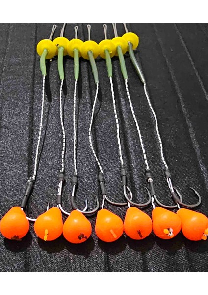 15 Takım(Damla Turuncu) Renkler Sazan Yemleme (Tekne ve Botu)(Rig ve Boli) Yüzen Model 15 Adet