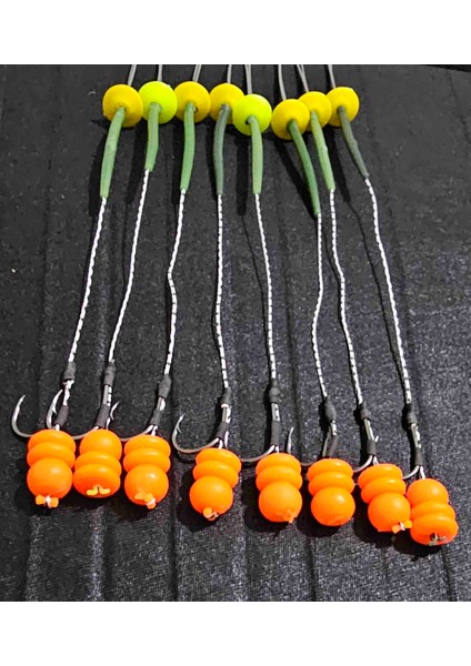 15 Takım(Turuncu Kubbe) Renkler Sazan Yemleme (Tekne ve Botu)(Rig ve Boli) Yüzen Model 15 Adet