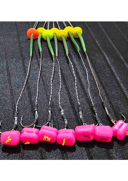 15 Takım(Çift Mısır Pembe) Renkler Sazan Yemleme (Tekne ve Botu)(Rig ve Boli) Yüzen Model 15 Adet