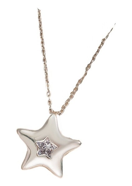 Lucky Star Basit Beş Köşeli Yıldız Kolye Sanatsal Retro Yıldız Köprücük Zinciri 18K Altın Kaplamalı Titanyum Çelik (Yurt Dışından)