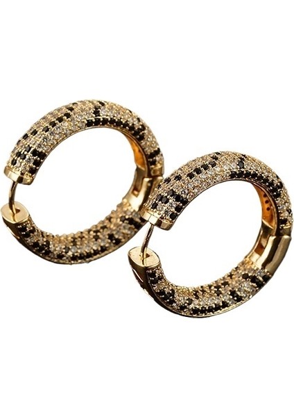 Niş Üst Düzey Leopar Desenli Küpeler 18K Gerçek Altın Mizaç Hafif Lüks Kişilik Çok Renkli Zirkonyum Küpeler (Yurt Dışından)