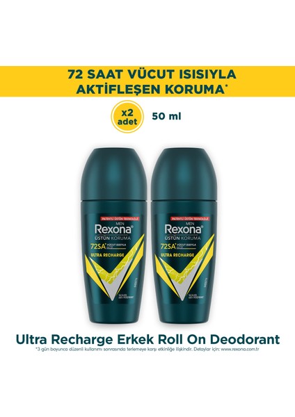 Men Üstün Koruma Erkek Roll On Deodorant Ultra Recharge 50 ml X2