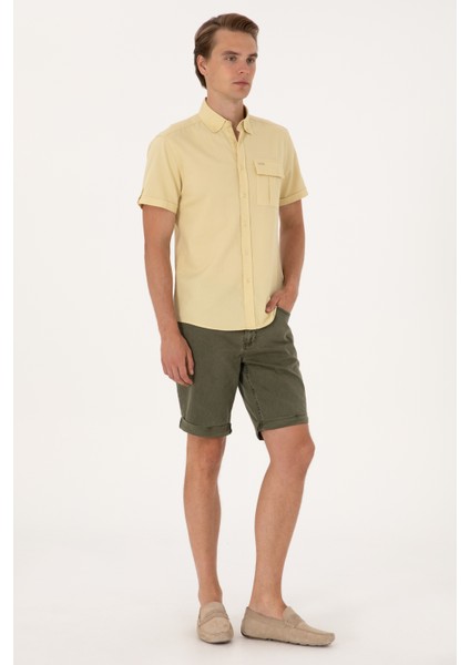 Erkek Açık Haki Gömlek Kısa Kollu 50300181-VR183 fırsatları