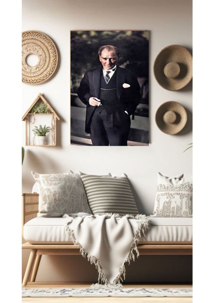 Atatürk Takım Elbise Canvas Tablo Kanvas Hediyelik Duvar Dekarasyon Duvar Süsü Ölçü Seçmeyi Unutmayı