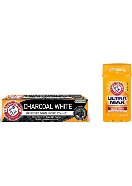 Arm&hammer White Kömür Beyazlatıcı Diş Macunu 75ML+ARM&HAMMER Ultra Max Active Sport Stick 73 gr