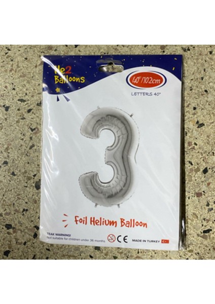 3 - Gümüş Helyum Balon