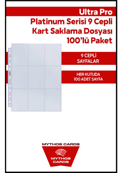 Ultra Pro -Platinum Serisi 9 Cepli Kart Saklama Dosyası 100’LÜ Paket