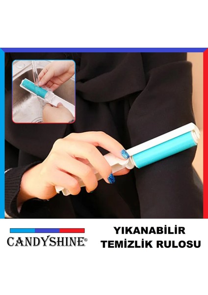 Çanta Cep Boy Yıkanabilir Tüy Toz Kırıntı Toplayıcı Yapışkanlı Yıkanabilir Rulo